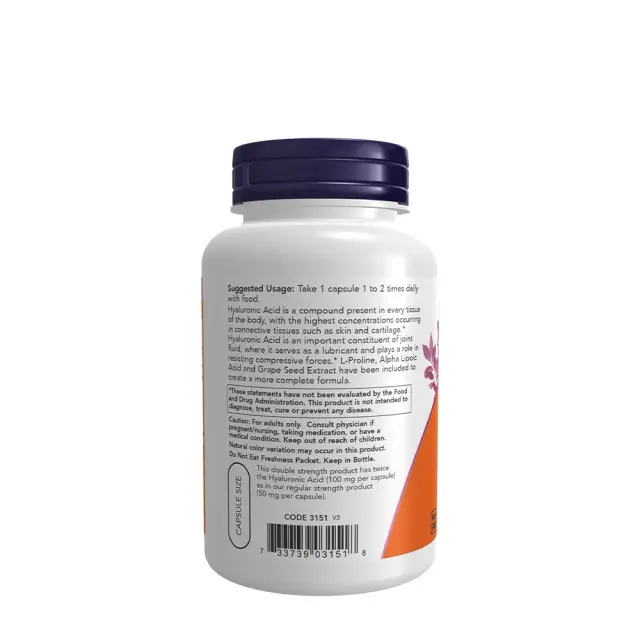 Now Foods Hyaluronic Acid 100 mg 3