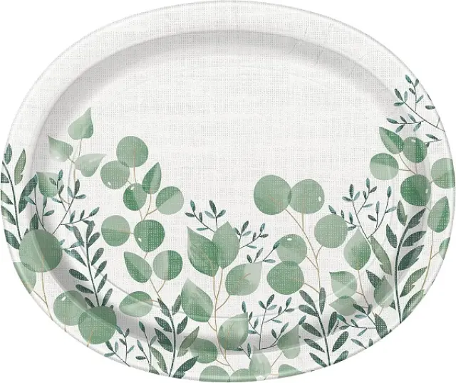 Oval Paper Plates-Botanical Spring Party-Pack of 8