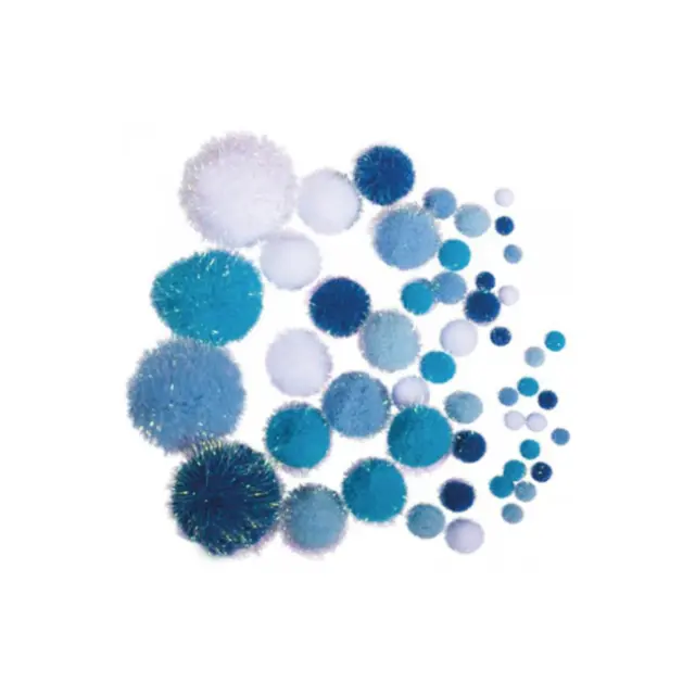 Rayher Pompoms Μεταλλιζέ Aσορτί Μπλε/Λευκό 50 τεμ. (4476529000)