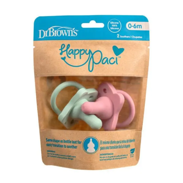 Dr. Brown's Πιπίλα Σιλικόνης 0-6m Happy Paci 2ΤΜΧ. Ροζ / Μέντα PS 12007 2