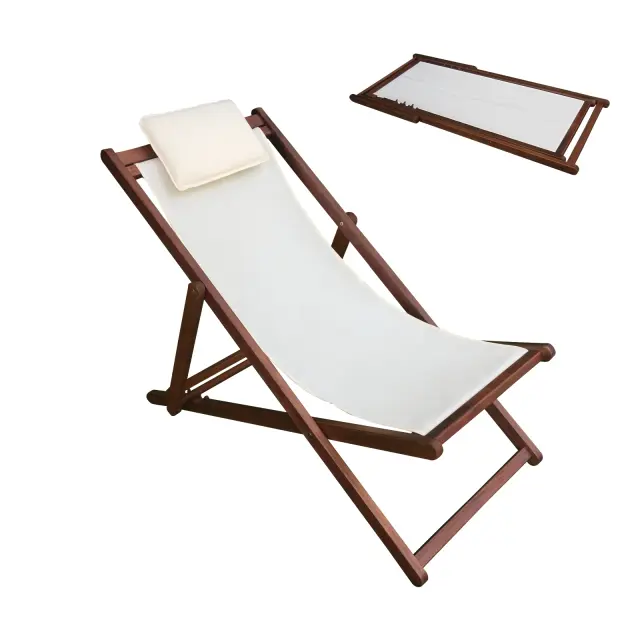 Σαιζ-Λόνγκ ACACIA Ύφασμα Εκρού Water Repellent 104x58x72