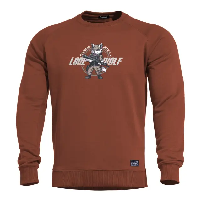 Pentagon Hawk Sweater "LONE WOLF"-Μπλούζα Φούτερ για Καθημερινή Χρήση - 83-SprinBok Green-Πράσινο Σκούρο 2