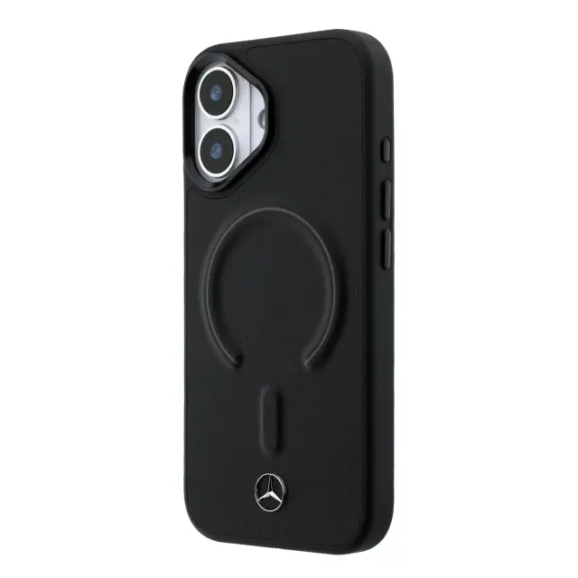 Mercedes PU Leather 3D MagSafe Case for iPhone 17 Black 2