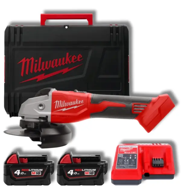 Milwaukee 4933492644 - Γωνιακός Τροχός Μπαταρίας M18 BLSAG125X-402X BRUSHLESS MW με HD Box Μεταφοράς, Φορτιστή + 2 Μπαταρίες 4.0Ah (2×4.0Ah)