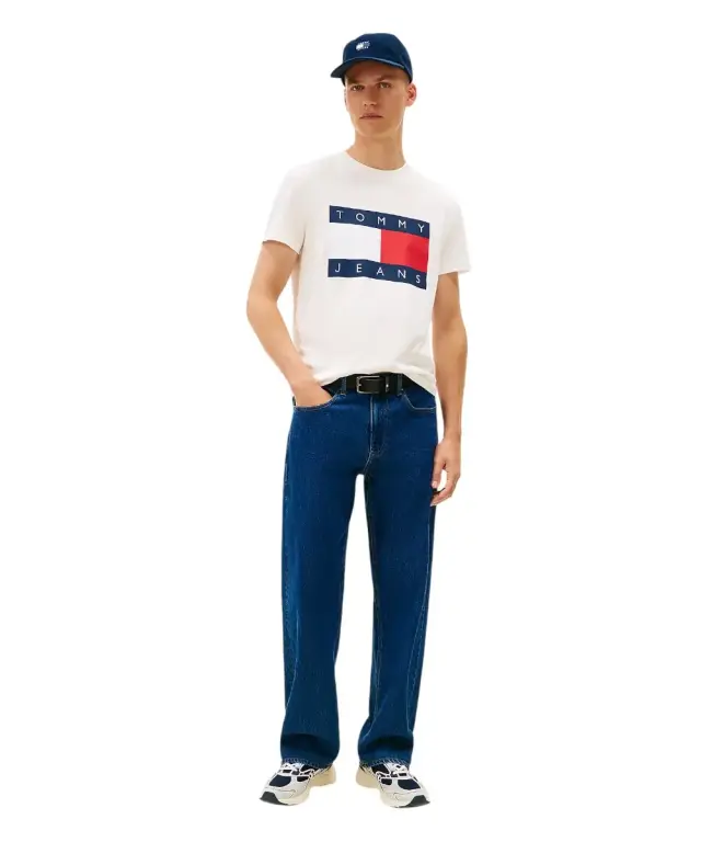 Tommy Hilfiger - Ανδρικό T-Shirt Flag Badge Jersey Regular Fit DM0DM22645-YBH Λευκό 3