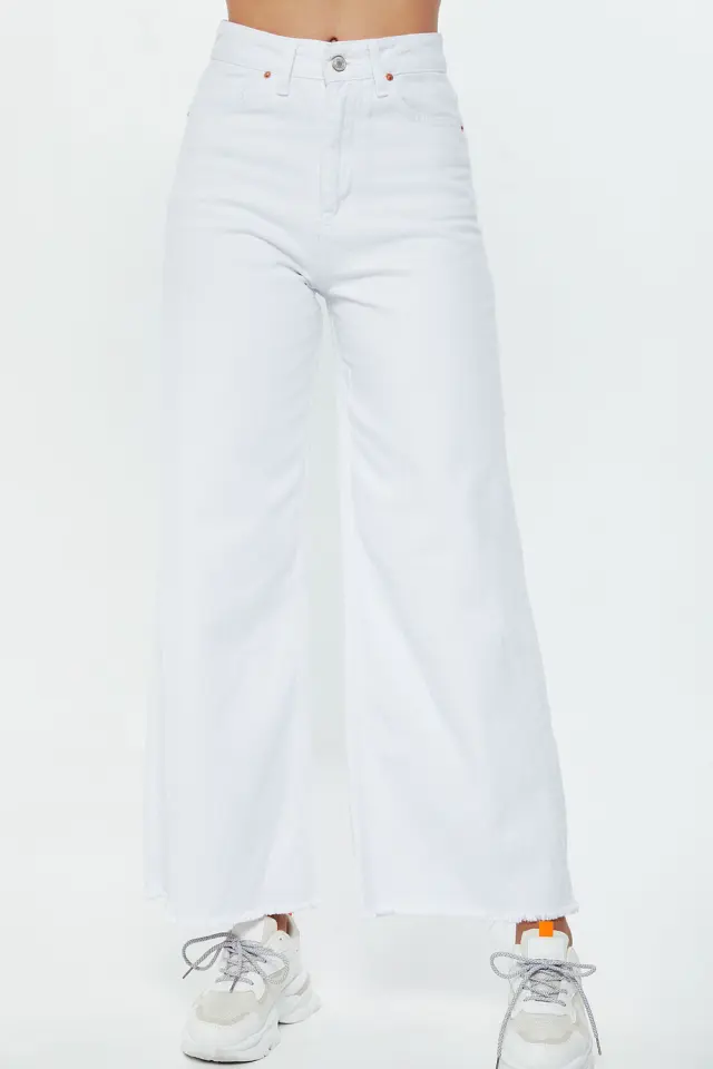 Παντελόνι Jean Wide Leg Ψηλόμεσο Λευκό