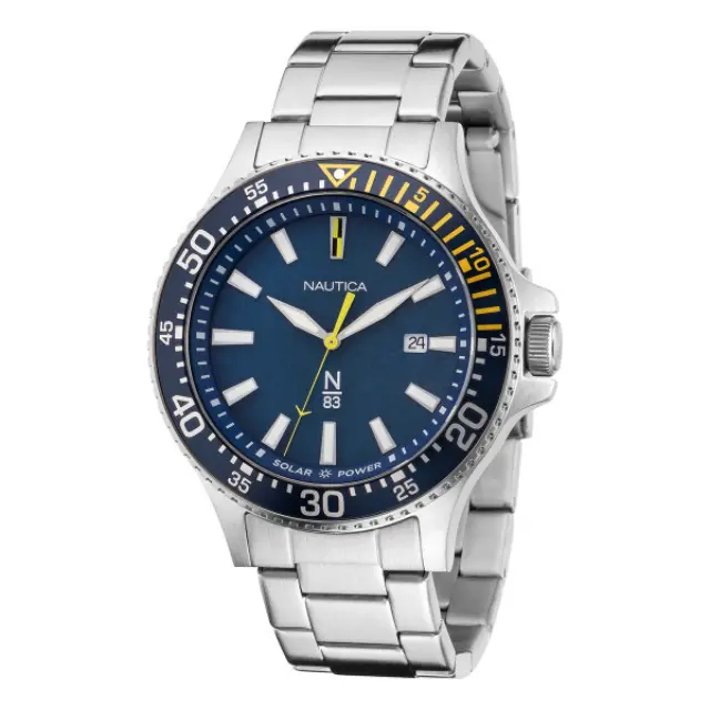 NAUTICA N83 Cocoa Beach Solar, Men's Watch, Silver Stainless Steel Bracelet NAPCBF206