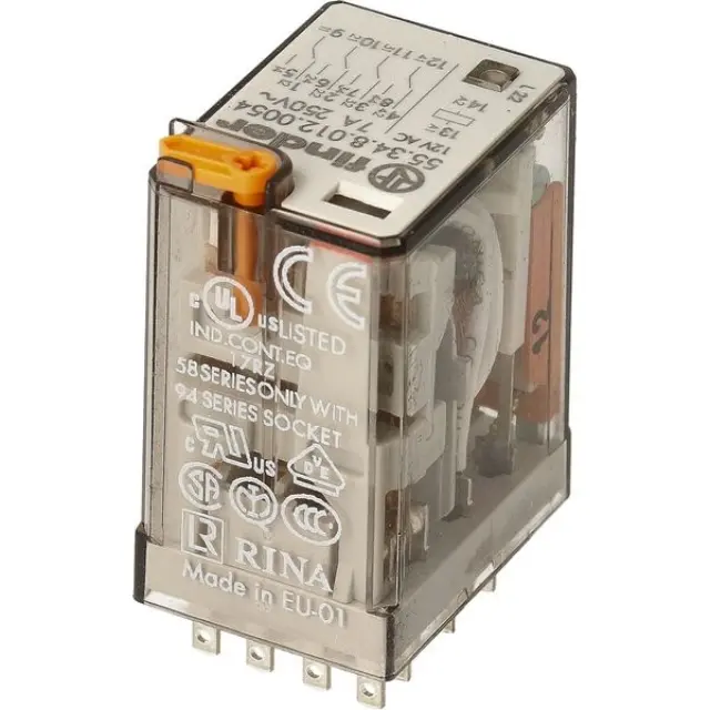 General Purpose Relay Finder 55.34 4CO 7A 12VAC LED Test Button Mechanical Indicator