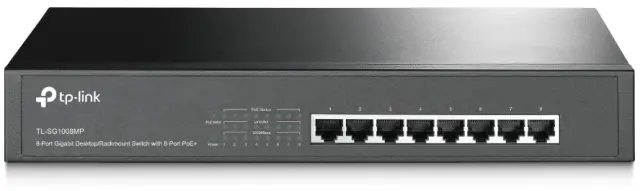 TP-Link 8-Port Gigabit Desktop/Rackmount Switch with 8-Port PoE+ (TL-SG1008MP) (TPTL-SG1008MP)