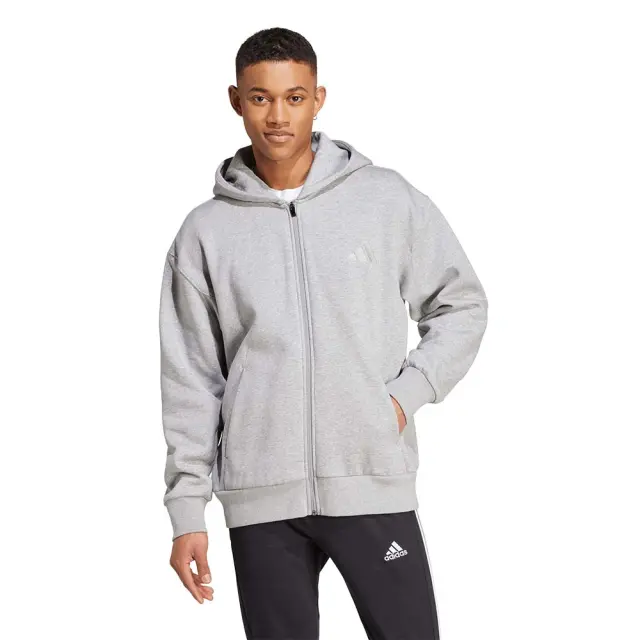 adidas Sportswear Men's All SZN Fleece Full-Zip Hoodie Γκρι IY4159 (adidas Sportswear)