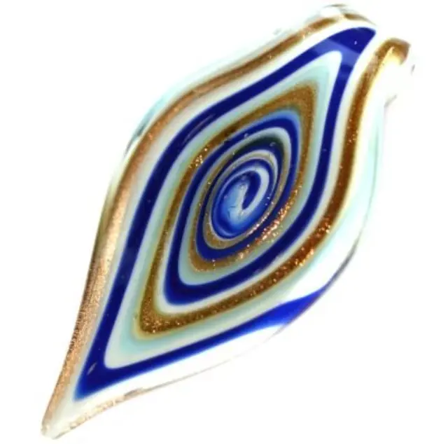 Γυάλινο Κρεμαστό Leaves Blue Grain 40x76mm
