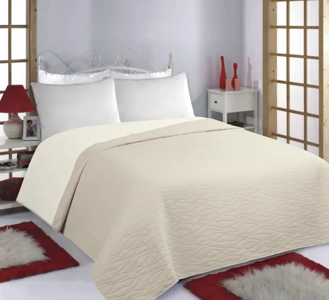 ΚΟΥΒΕΡΛΙ σετ (240cm x 260cm) WAVES beige/ivory - -