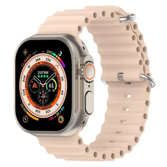 OceanWave Version Λουράκι Σιλικόνης για Apple Watch 44/45/46/49mm- Light Pink OEM