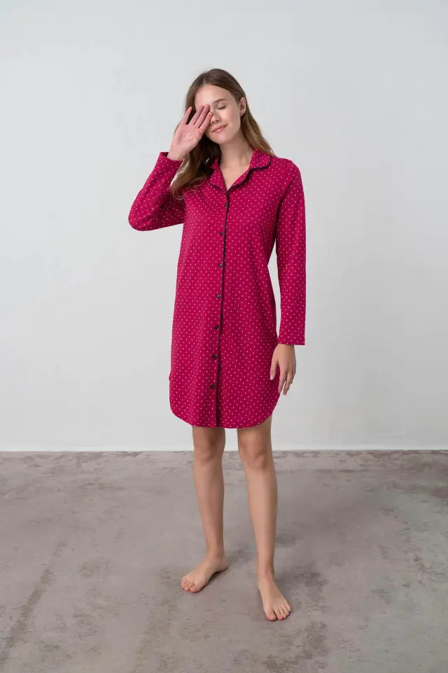 Vamp Βαμβακερό Νυχτικό Σεμιζιέ Red Cerise - L 2
