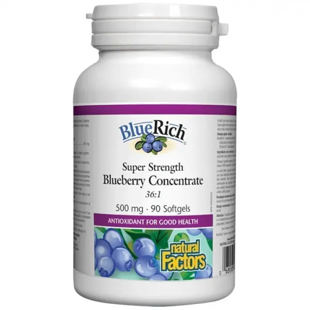 Natural Factors | BlueRich Plus Super Strength Blueberry Concentrate | 90caps