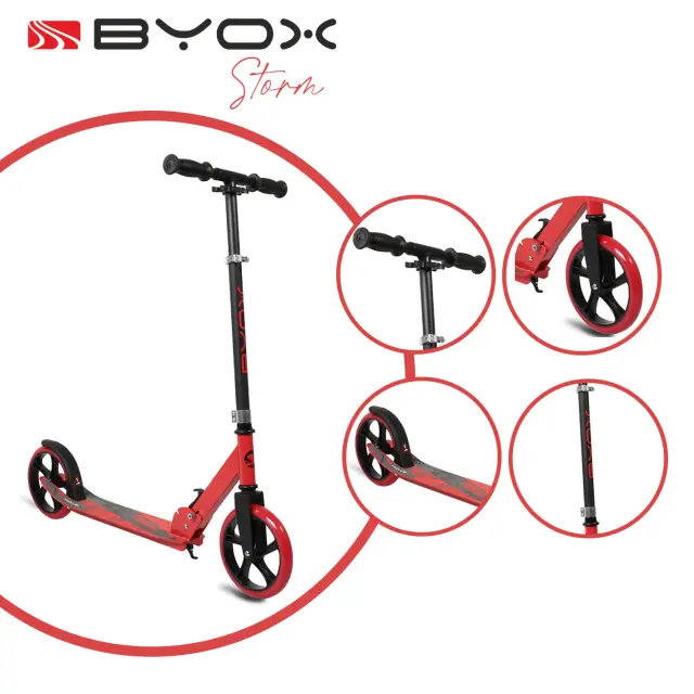 Byox Storm Red Πατίνι Scooter Αλουμινίου Με Αναδίπλωση