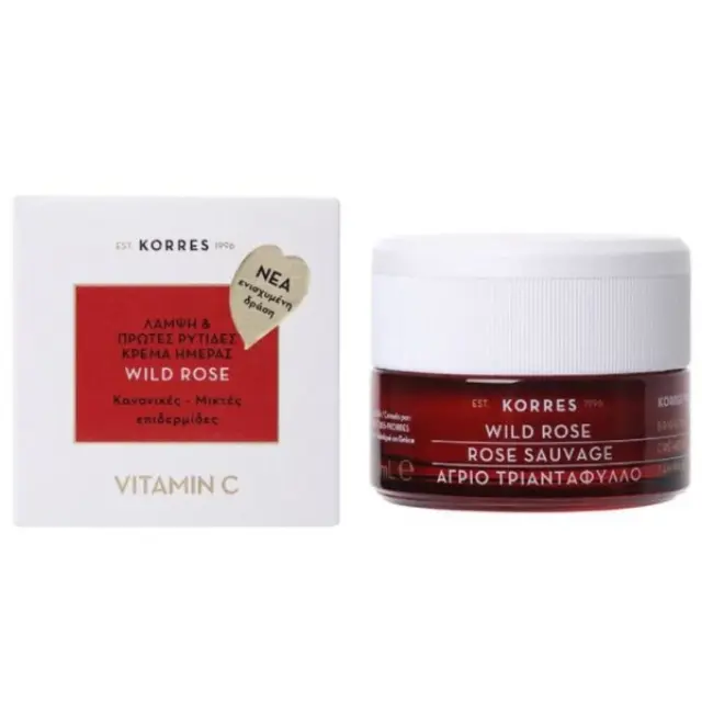 Korres Wild Rose Vitamin C Κρέμα Προσώπου Άγριο Τριαντάφυλλο Λάμψη & Πρώτες Ρυτίδες για Κανονικές/Μεικτές, 40ml
