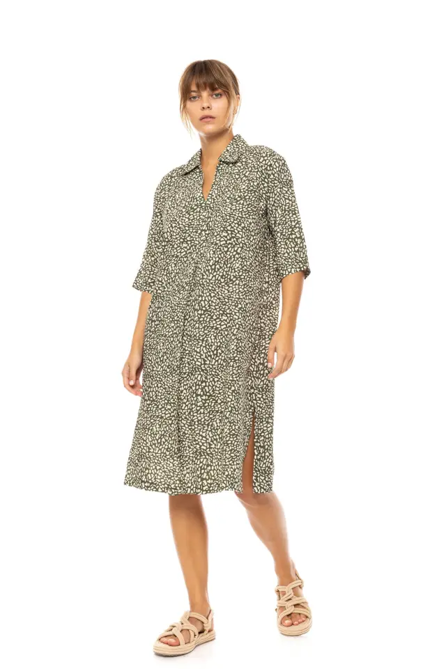 Beachwear Long B583 Ditsy Green Pink Label