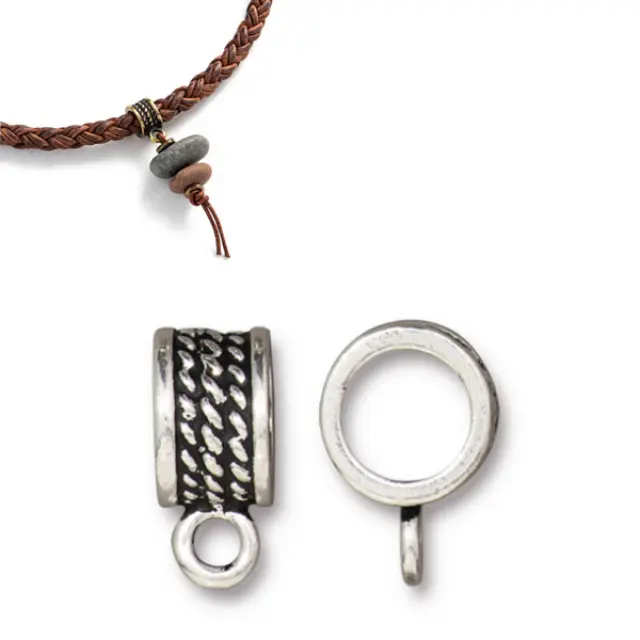 Σωληνάκι Σύνδεσμος 6.9x16mm για Κορδόνια Ø8mm - Antique Silver - 2τεμ