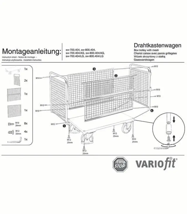 Variofit sw-700.404/AG Τρόλεϊ Μεταφοράς με Πορτάκι για Φορτίο Βάρους ως 500kg 2