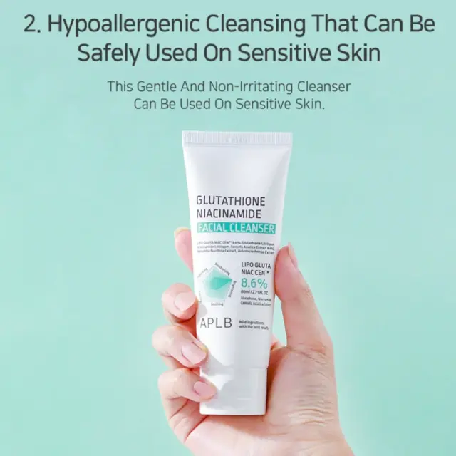 APLB Glutathione & Niacinamide Facial Cleanser 80ml – Ενυδατικό Γαλάκτωμα Καθαρισμού για Λάμψη & Καταπράυνση 80 ml 2