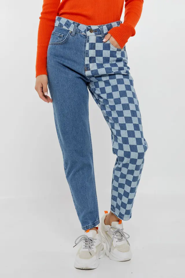 Παντελόνι Jean Chess Print Μπλέ