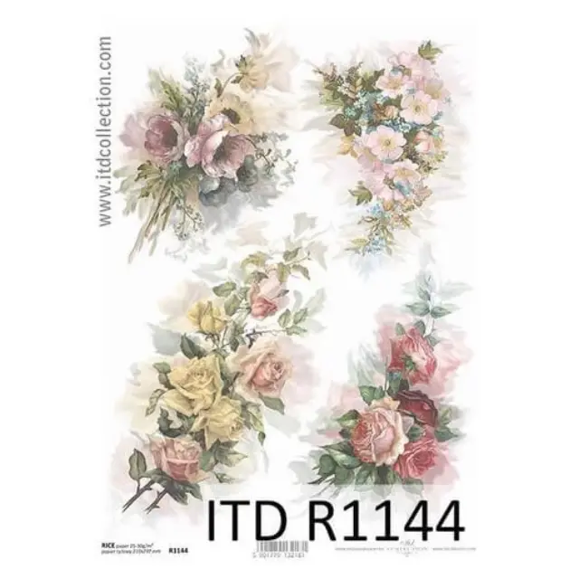 Ριζόχαρτο ντεκουπάζ ITD 21x29cm, Γιρλάντες λουλουδιών, R1144