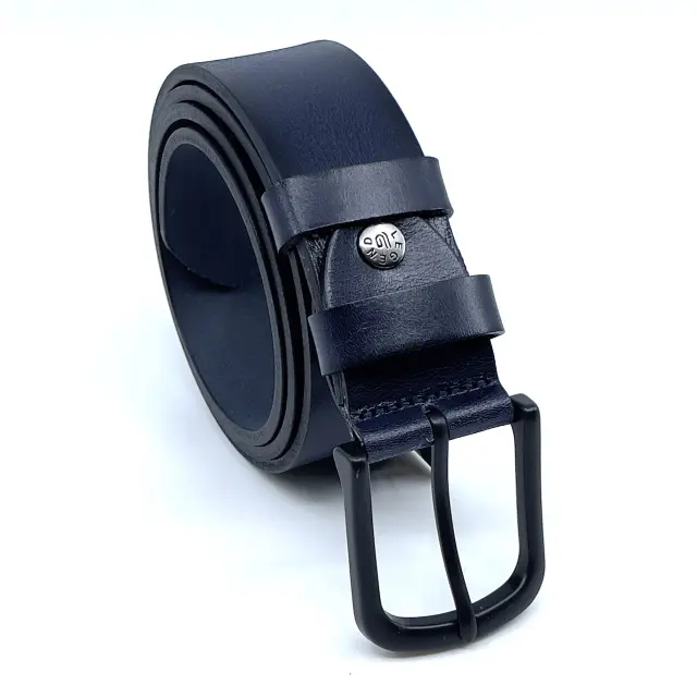 Σκούρα Μπλε Δερμάτινη Ζώνη Full Grain 4 cm 3