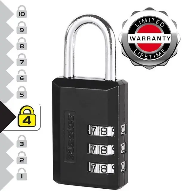 Master Lock 647EURD - Λουκέτο αποσκευών 30mm με συνδυασμό και μπρούτζινο λαιμό 3