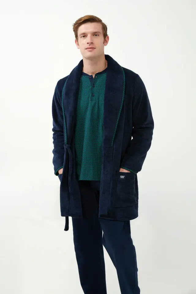 Uomo Di Vamp Ανδρική Fleece Ρόμπα Σταυρωτή Μονόχρωμη - 2XL 2