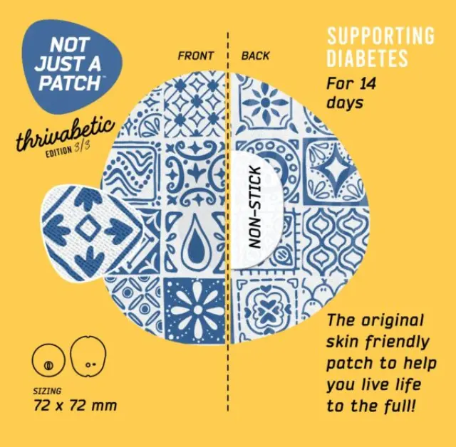 Not Just a Patch Original Thrivabetic Αδιάβροχο Αυτοκόλλητο για Αισθητήρα Dexcom G7, Dexcom ONE+, Freestyle Libre 3, Sibionics GS3, Syai Ultra 10τμχ - Mediterranean Mosaic Blue 2