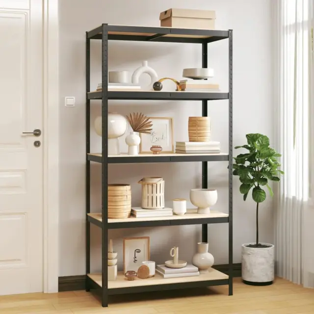 HOME USE μεταλλική ραφιέρα HUH-0199 με 5 ράφια, 90x40x180cm, μαύρη 2