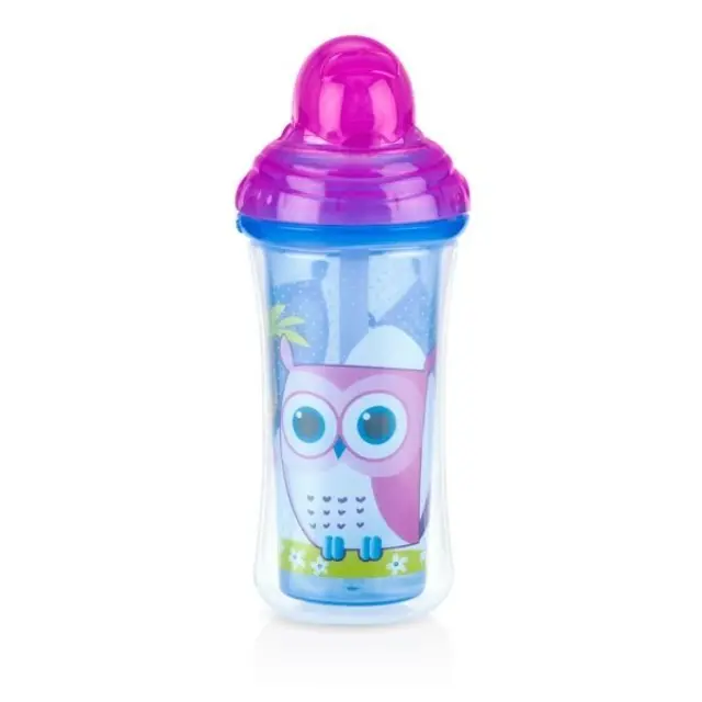 Nuby Κύπελλο Θερμός Με Καλαμάκι Σιλικόνης 270ml Flip-It Owl 10096