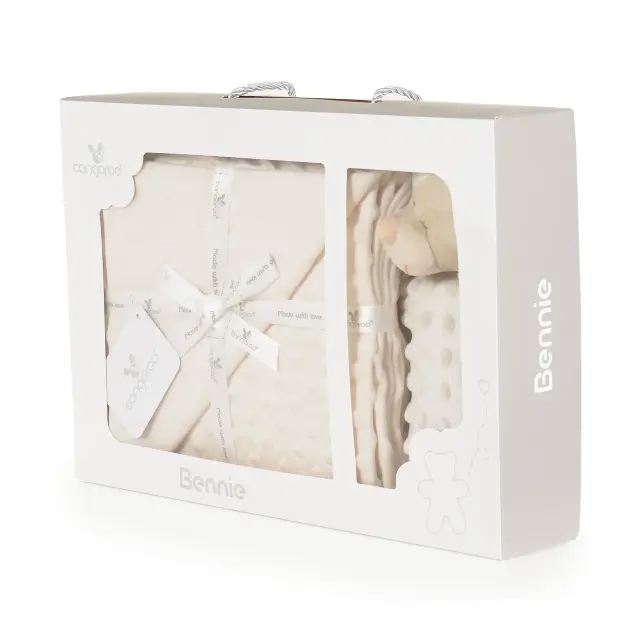 Cangaroo Κουβέρτα Αγκαλιάς & Λίκνου 75*100cm & Doudou Bennie Beige 3800146271459 3