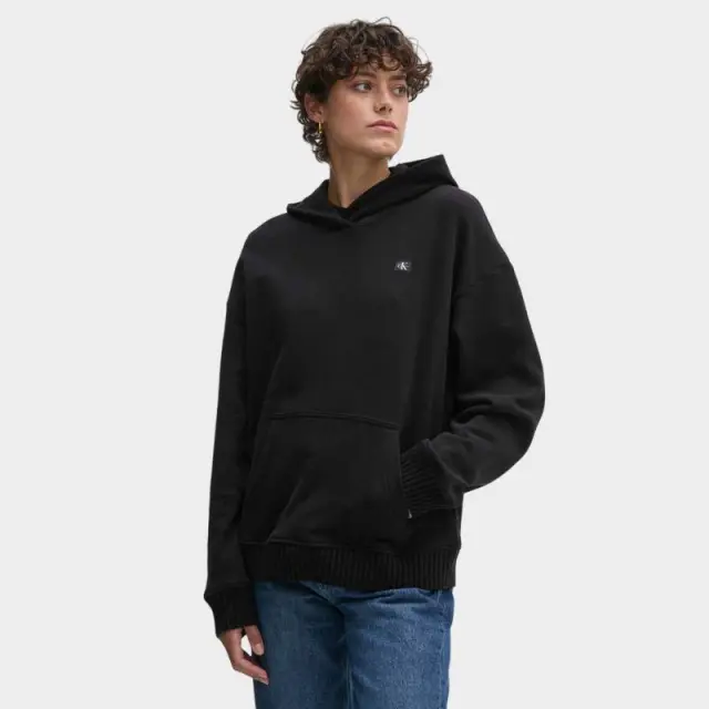 Calvin Klein - Γυναικείο Φούτερ με Κουκούλα Woven Label Peached J20J224173-BEH Μαύρο - XL