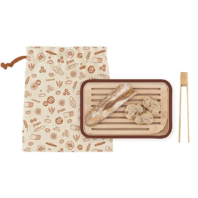 Pebbly Baker Set με Επιφάνεια Κοπής από Bamboo, Λαβίδα + Τσάντα Αποθήκευσης