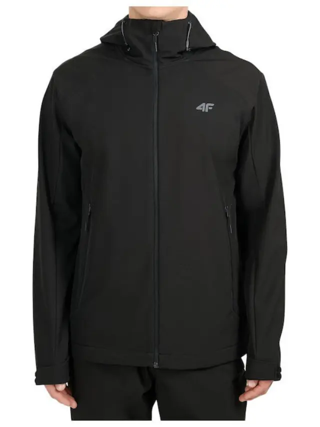 4F Χειμωνιάτικο Μπουφάν Softshell Αδιάβροχο και Αντιανεμικό Μαύρο 4FWAW26TSOFM608-20S - 2XL