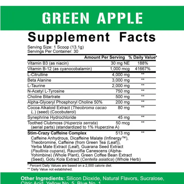 5% Nutrition 5150 High Stimulant Pre-workout: Legendary Series Green Apple, 399 g 2