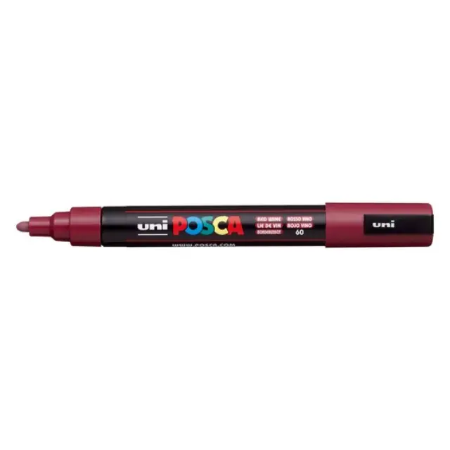 Μαρκαδόρος Σχεδίου Uni Posca PC-5M Medium με πάχος μύτης 1.8-2.5mm - Red WinePC-5M(E) - MΠOPNTΩ