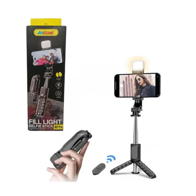 Andowl Q11S Selfie Stick με Τηλεχειριστήριο Μαύρο