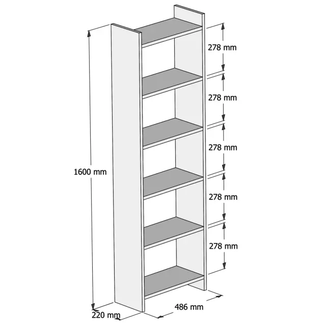 ΒΙΒΛΙΟΘΗΚΗ FB99226.13 ΜΕΛΑΜΙΝΗΣ ΓΚΡΙ-ΛΕΥΚΟ 48,5x22x160Υεκ. 2