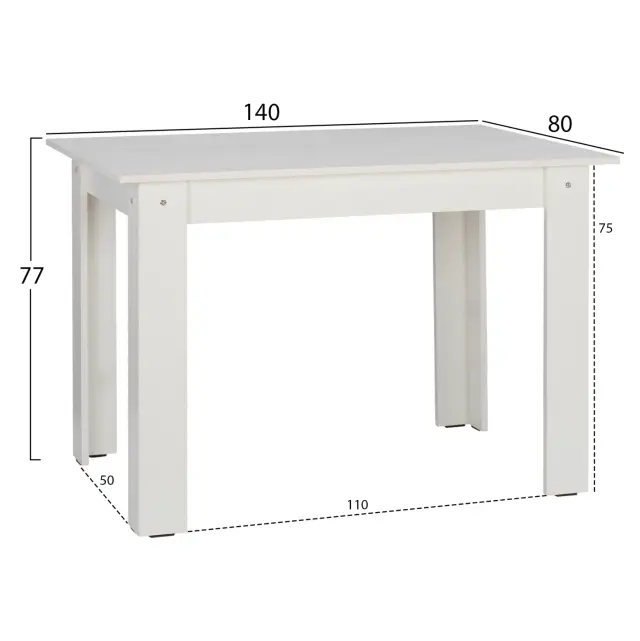 ΤΡΑΠΕΖΙ ΚΟΥΖΙΝΑΣ 140x80x77Υεκ. ΛΕΥΚΟ FB92429.03 2