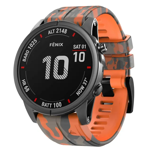 Camouflage Silicone Για Garmin Fenix 5/6/6 Pro/7/8/9 (47mm)- Πορτοκαλί OEM 3