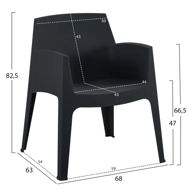 ΠΟΛΥΘΡΟΝΑ ΠΟΛΥΠΡΟΠΥΛΕΝΙΟΥ FB96370.02 ΜΑΥΡΗ 68x63x82,5Υεκ. 2