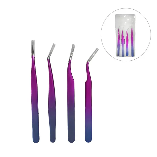 Σετ Τσιμπιδάκια για βλεφαρίδες 4τμχ - Eyelash Tweezers Set Z892026