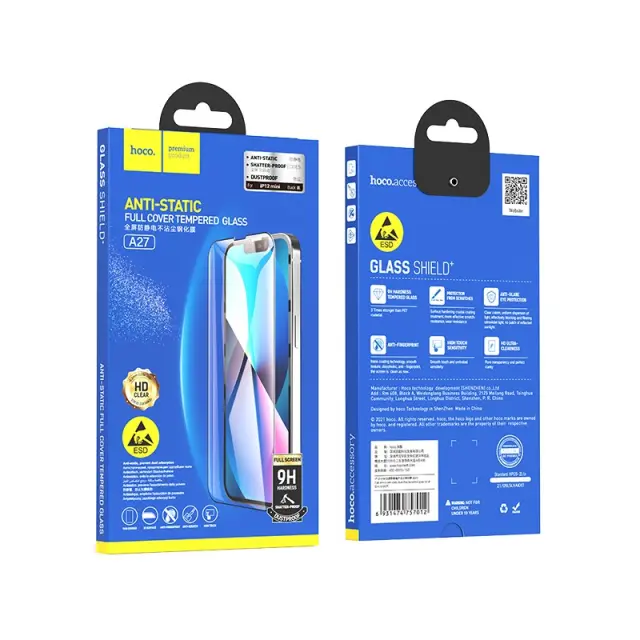 Tempered Glass Hoco A27 Anti-Static Dustproof 0.33mm 2.5D για Apple iPhone 12 mini Μαύρο 2