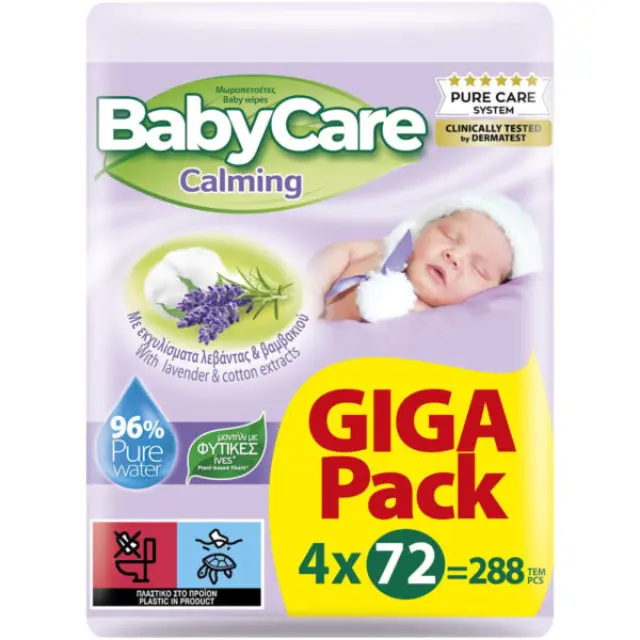 BabyCare Calming Μωρομάντηλα χωρίς Οινόπνευμα & Parabens 4x72τμχ