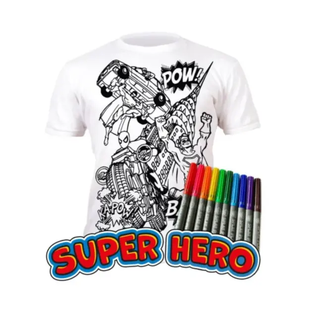 Splat Planet Πλενόμενο t-Shirt Ζωγραφικής με Μαρκαδόρους: Super Heroes 5-6 ετών 2
