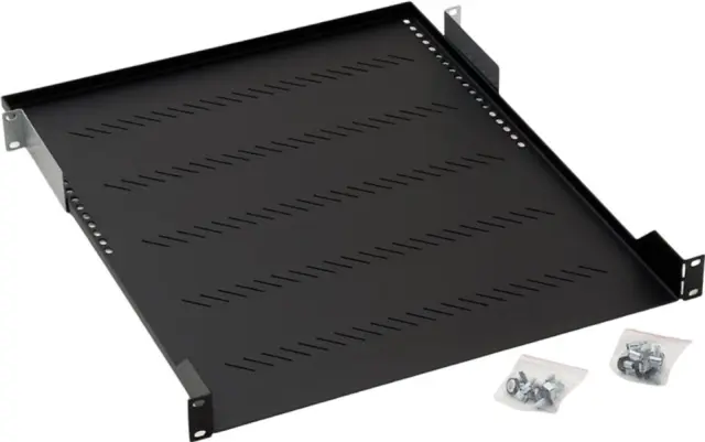 Triton shelf with perforation 1U/350mm, 19", load capacity 40kg, black