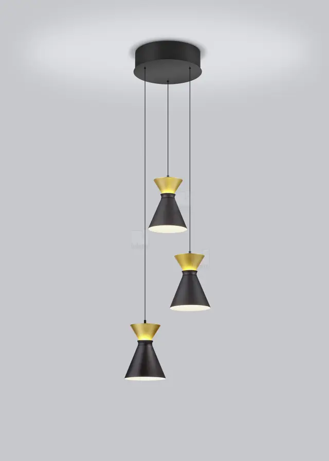 LUK Κρεμαστό Φωτιστικό LED Black-Gold Μεγάλο 30W Άμεσο & Έμμεσο Φωτισμό Μαύρο Μαύρο/Χρυσό Χρυσό